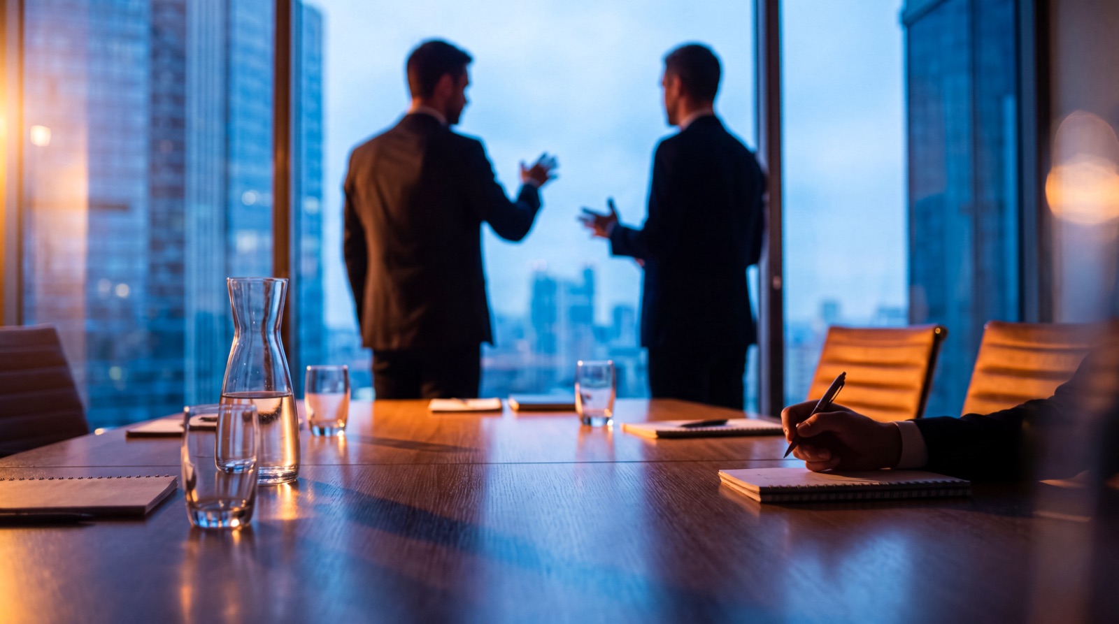Enterprise leaders in a boardroom strategy discussion